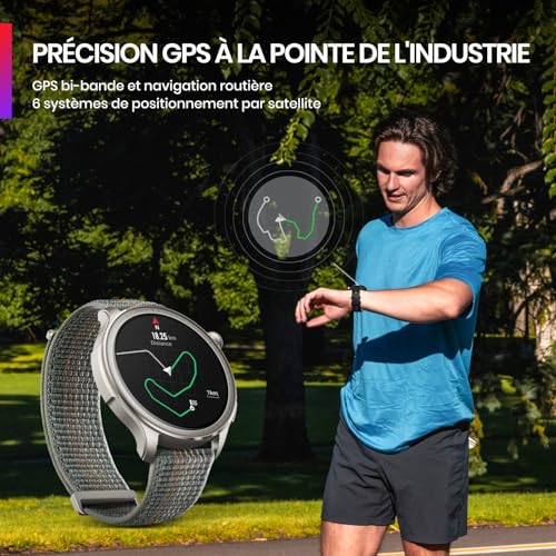 Amazfit Balance 46mm Montre Intelligente, Paiement Sans Contact NFC, Coach de Fitness AI, Autonomie de 14 Jours, Surveillance du Sommeil et de la Santé, GPS, 150 Modes Sportifs pour Android et iPhone