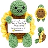 Positive Turtle Christmas Birthday Gifts for Women Men - Stocking Stuffers for Teen, Crochet Turtle Funny Gifts for Boy Girl Friend Sister Coworker, Emotional Support Inspirational Gift for Cheer Up