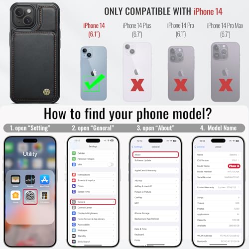 Vinich for iPhone 14 Wallet Case with Card Holder, RFID Blocking Credit Slots Kickstand Shockproof Phone Cover Fit for iPhone 14 6.1" Black by Vinich - Used condition - Image 4
