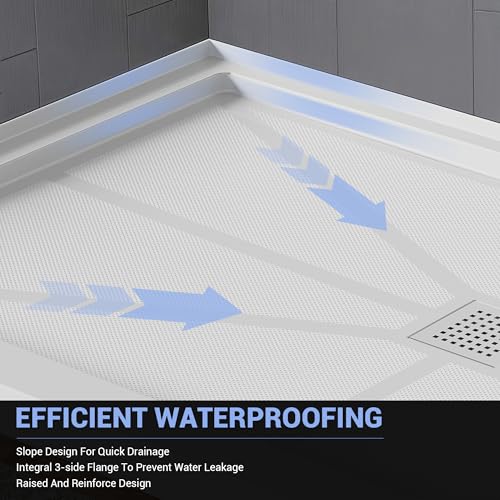 Shower Base 48"x32"x4", Non-Slip Single Threshold Shower Pan with Stainless Steel Shower Drain Cover, SMC Shower Bases for Bathroom in White by BathStellarMall - Image 5