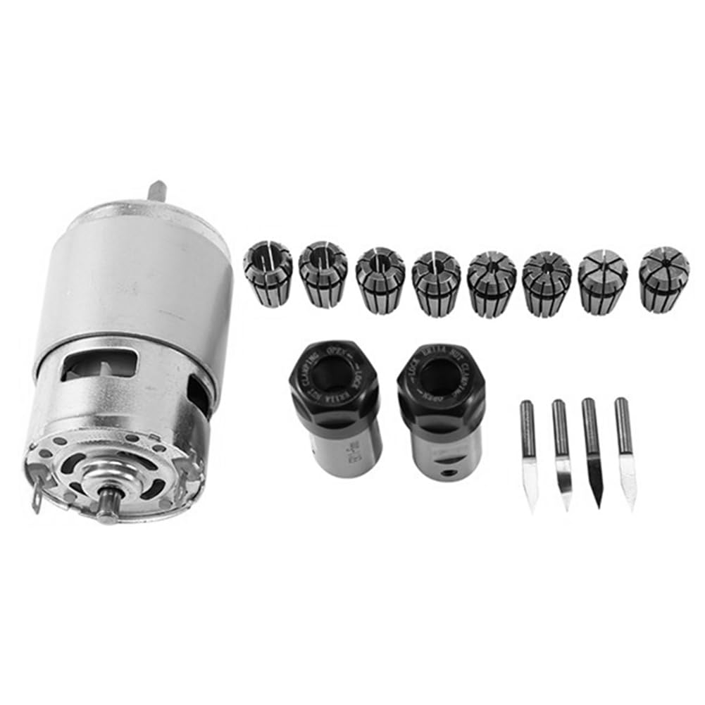 Moteur CC 775 avec broche ER11 et kit de 8 pinces de serrage pour fraisage