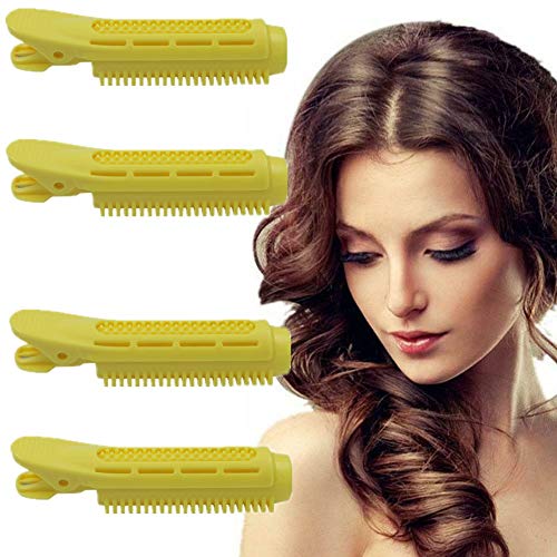 FOYOCER Volumizing Hair Roots Clip Natural Fluffy Curlers Clip No Heat Hair Curler Twist Hair Styling DIY Tool Rollers (4 PCS, Yellow)