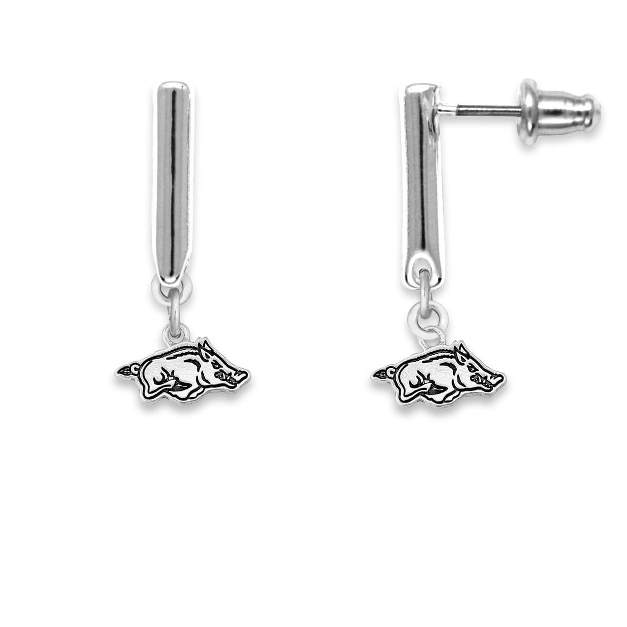 Arkansas Razorbacks Silver Tilly Bar Earrings Licensed Gift UA
