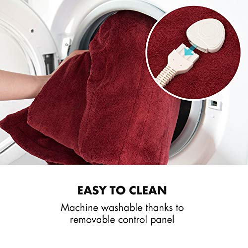 KLARSTEIN Dr. Watson Heated Electric Blanket, 3 Heat Settings, Ultra-Warm Premium MicroPlush, Auto Shut-Off, Cozy and Washable, 70 x 50 in, Maroon
