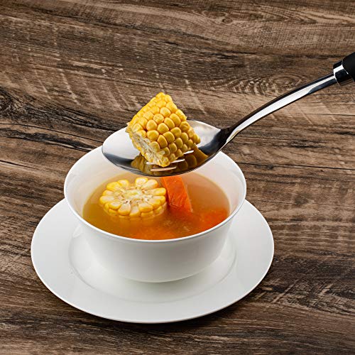 Brushed Stainless Steel Non-Slip Ergonomic Handle Spoon #TOP5