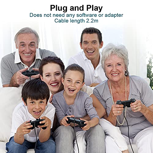 PS2 Controller Wired, Replacement for Sony Playstation 2 Controller, with Dual Vibration (Black) - Thumbnail 3