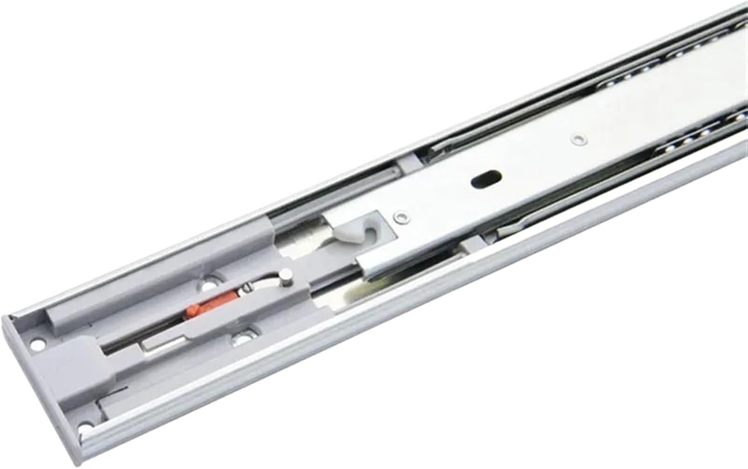 Hardware Full Extension Side Mount Drawer Slides Stainless Steel/Cold-Rolled Silent Drawer Slide Three-Section Fully Extended Rebound Damping Guide(Ordinary20 inch)