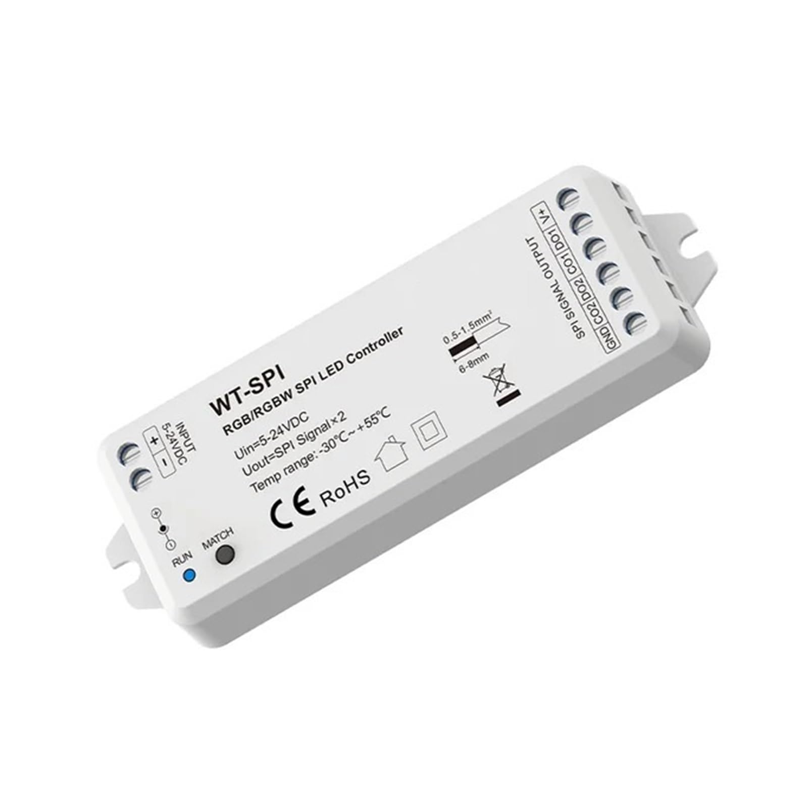 Controlador LED SPI WT-SPI regulable de 5V a 24V para tiras de luces píxel