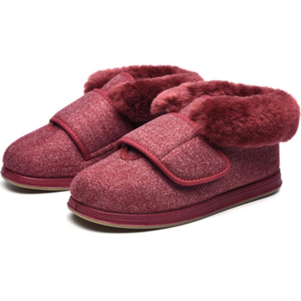 Nwarmsouth Men's Dark Pink Cozy Arthritis Edema House Shoes,Thickened Diabetic Foot Shoes, Swollen Feet Snow Boots-Uk7_,Slipper Diabetic Oedema Boot Wide