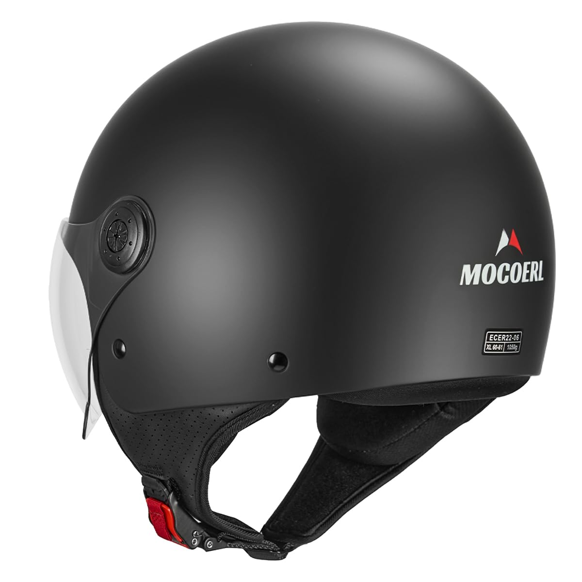 Casco da moto jet per adulti, visiera trasparente, casco da moto per uomo e donna per cruiser, bobber e chopper, omologato ECE2206, casco retrò 3/4