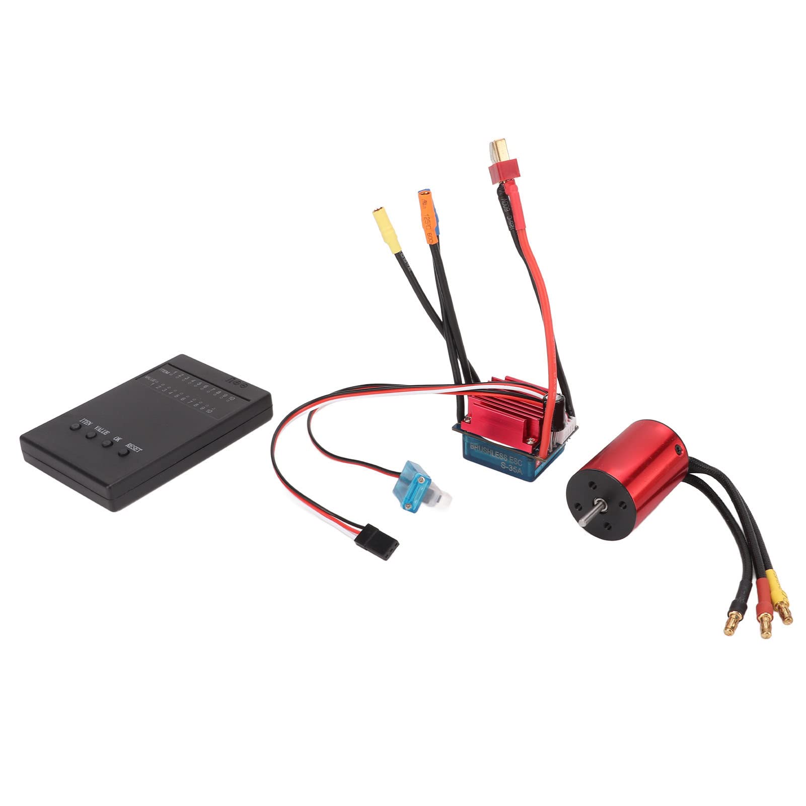 Topyond Brushless Motor Kit, Moteur sans balais RC ESC Combohaute Torsion, Multiple, Programmable S35A, ESC sans balais avec programmateur pour 1/14
