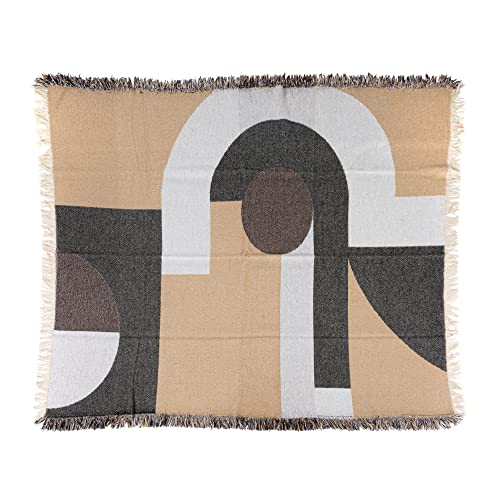 Bloomingville Modern Recycled Cotton Print And Fringe, Multicolor Blanket Throw, Multi #TOP1
