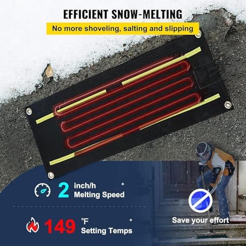 Heated Snow Melting Mats, 10" x 48" Outdoor Heating Pads for Ice & Snow, Safe Sidewalk & Stairs Ice Melters, 2-Piece Set for Winter Safety