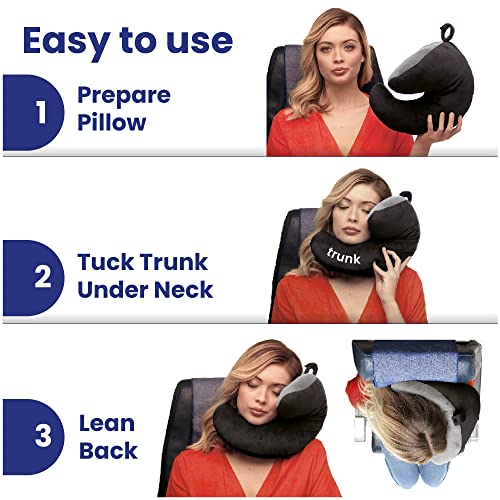 J-Pillow Travel Pillow + Carry Bag - Stops Your Head From Falling Forward - British Invention of the Year - Supportive Neck Pillow for Travel - Comfortable Plane Pillow (Black)