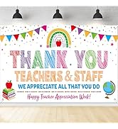 X1zuue XtraLarge Thank You Teachers & Staff Backdrop Banner - Teachers Appreciation Week Backgrou...