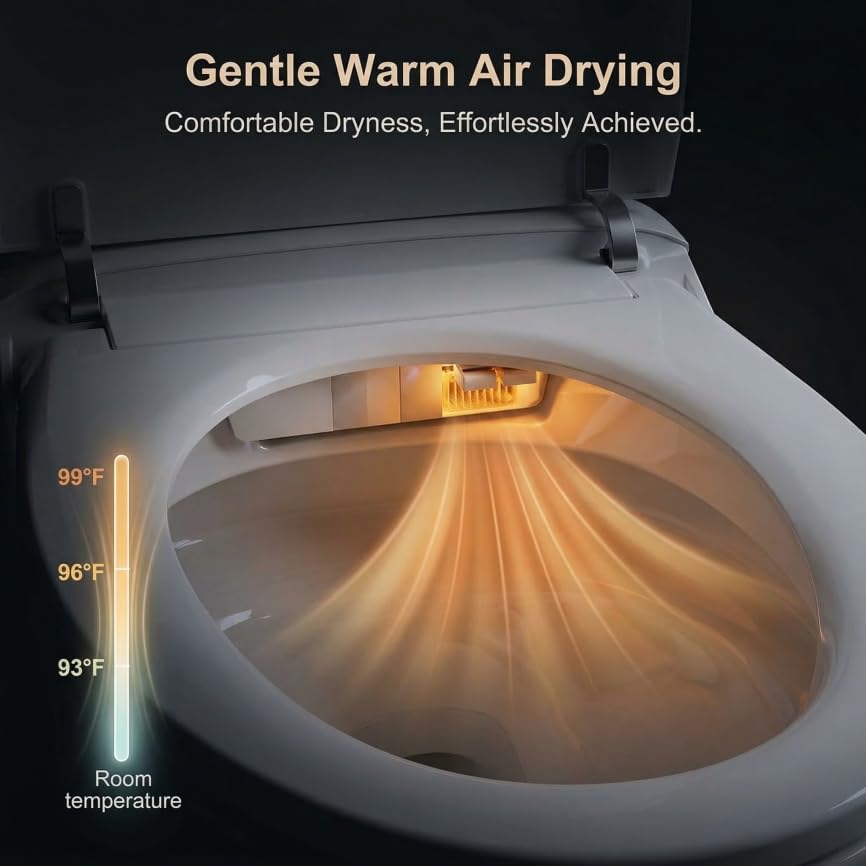 Inodoro Inteligente Ultimate Smart Bidet con Bidé Incorporado, Inodoro Moderno sin Tanque con Ahorro de Agua Ecológico, Asiento Calefactable, Control Remoto y Fácil Instalación para Actualización de Hogar de Lujo miniatura 6