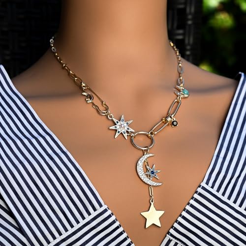Sun Heart Necklace for Women 18K Gold Plated Heart Pendent Necklace Chunky Chain Choker Necklace Hip Hop Charm Necklace Unisex Necklace4