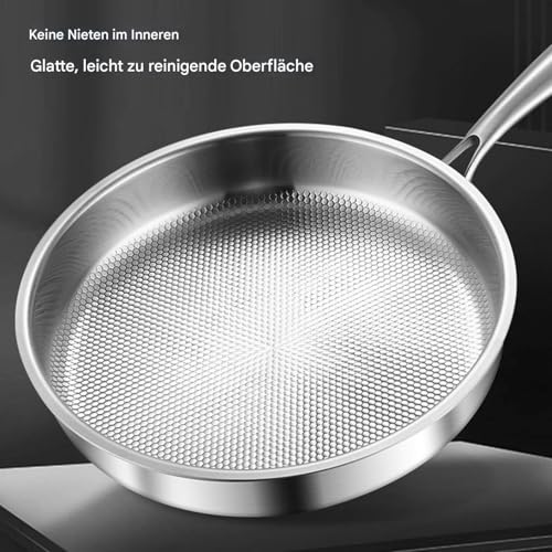 Titanium Hämmerte Pan Pro mit Deckel, 22.02.24/26/28/30 cm Titan Non-Stick-Bratpfanne, kratzfeste unbeschichtete Kochgeschirr für alle Herdplätze