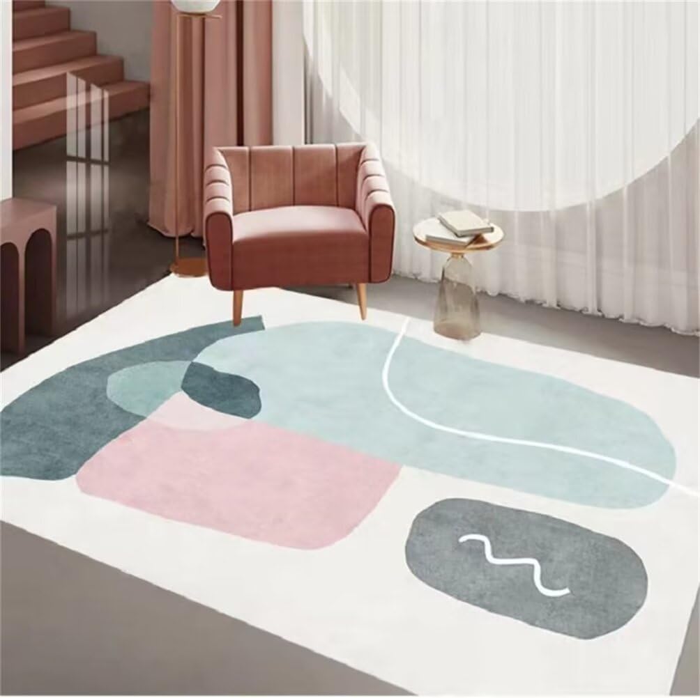 Tapis enfant garçon chambre bleu 200x250cm lavable et résistant aux taches