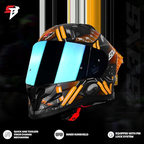 Image of Steelbird SBH 61 SXE X2 ISI and Dot Certified Full Face Helmet for Men and with Inner Silver Sunshield