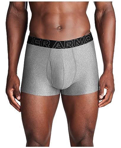Under Armour Paquete múltiple de calzoncillos deportivos para hombre, calzoncillos tipo bóxer con entrepierna de 3 pulgadas, ultrasuave, Steel Heather - Core paquete de 3, X-Small