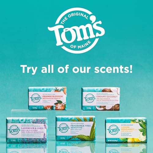 Image of Tom's of Maine Natural Bar Soap Variety Pack, Lavender & Shea, Creamy Coconut, Orange Blossom, Lemon Bergamot, Dermatologically Tested, Paraben Free, Vegan, 4 Count