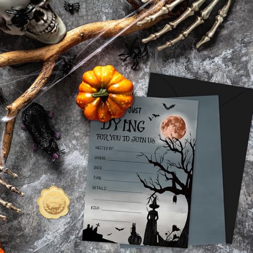 Invitación de Halloween para rellenar a mano, pack de 25 tarjetas con sobres incluidos 4
