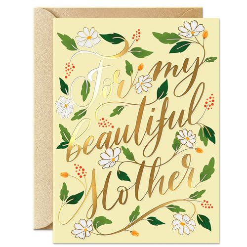 Sweetzer & Orange Mother’s Day Card – Premium 5x7” Gold Foil Greeting for Mom – Elegant Mother’s Day Card with Thick 300gsm Cardstock, Gold Kraft Envelope & Sticker – Glossy Exterior, Matte Interior