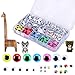 Googly Eyes Lot de 1 500 yeux mobiles autocollants ronds de 4 à 15 mm en plastique avec cils colorés pour la fabrication de jouets, les loisirs créatifs, le scrapbooking