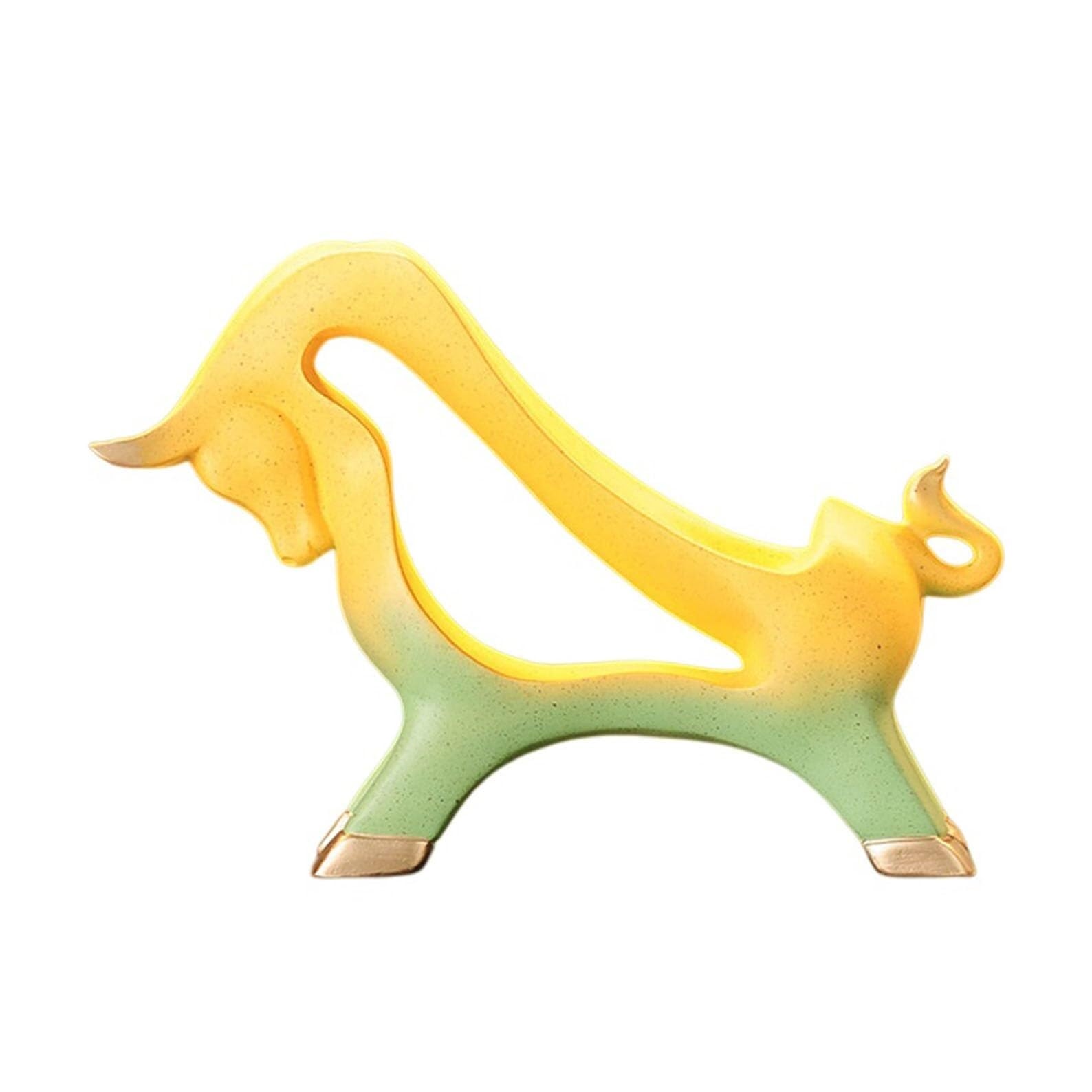FriendshipHome Home Decor Abstract Bull Statue Resin Sculpture Wine Bottle Holder Countertop Rack Table Center Piece(A4)