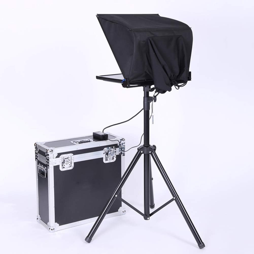Folding Portable Teleprompter 22 Inch for News Interview Conference Speech Studio Dedicated Portable Teleprompter Kit Speech Reader with Beamsplitter Glass & Aluminum Carry Case