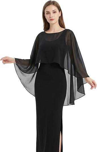 chiffon cape For Women - Elegant shawls for evening dresses Wedding Bridal Cover Up - Lightweight sheer shawl