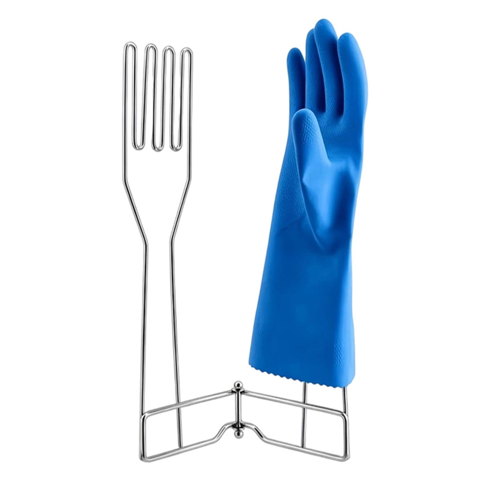 VBRYUAW Kitchen Gloves Holder Mitten Dryer Reusable Rubber Glove Clothes Drying Rack 304 Stainless Steel Washing Sink Holder Stand Towel Hanger for Dish Gloves Rags Sponge Food Bag Organizer (Silver)