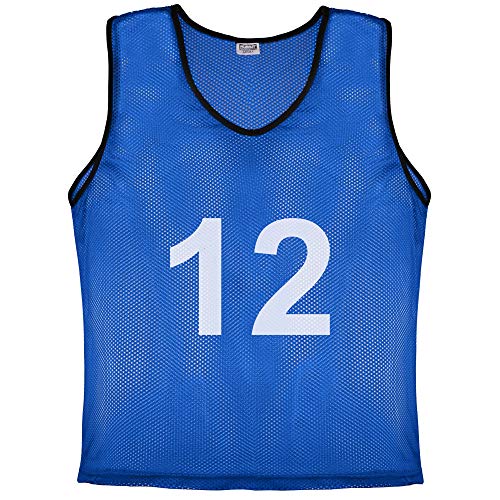 Murray Sporting Goods Adult Mesh Team Practice Pinnies - Numbered Or Reversible, Set Of 12 (Blue Numbered) #TOP1