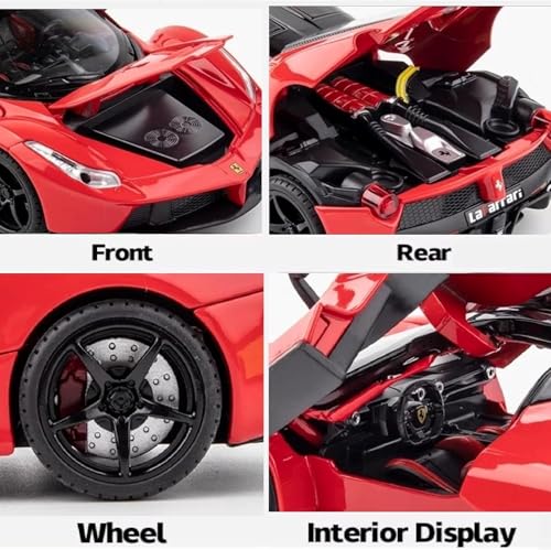 Image of 1:22 La Ferrari RAFA Toy Car Model for Kids Pull Back Diecast Car with Sound Light & Openable Doors Zinc Alloy Metal Sports Vehicle Boys Girls Gift (Yellow)