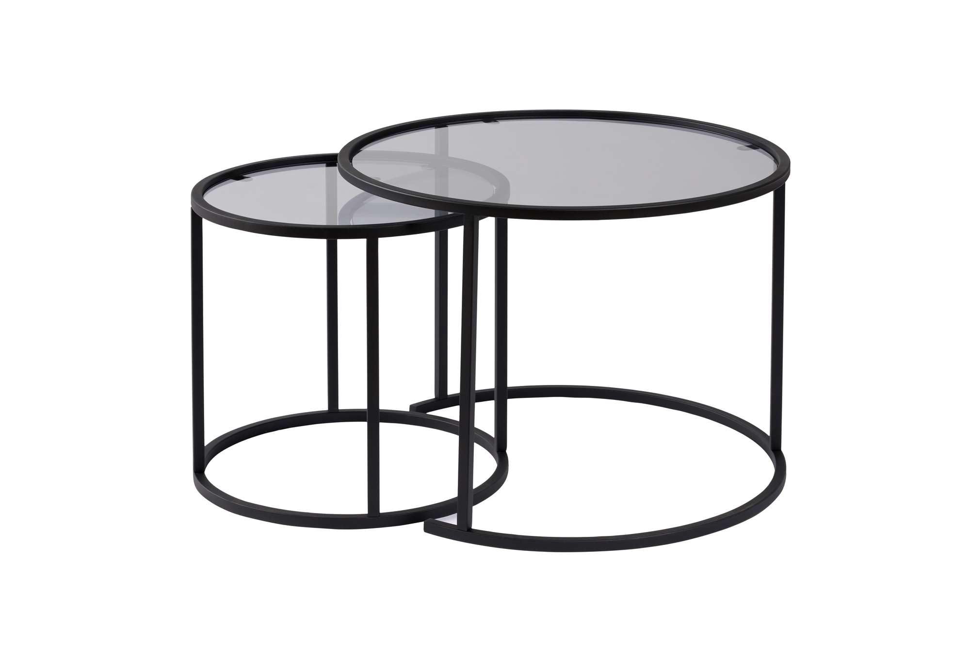 Lot de 2 tables basses en métal "Aurum" - 60 x 60 x 43 cm - Noir Gris