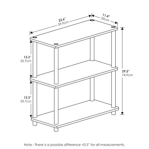 Furinno Turn-N-Tube Display Rack, 3-Tier Single, French Oak Grey/ Black #TOP4