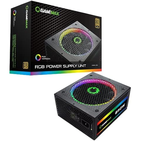 GameMax RGB850 Modular 80 Plus Gold Power Supply with 14cm RGB Fan - Black Cover