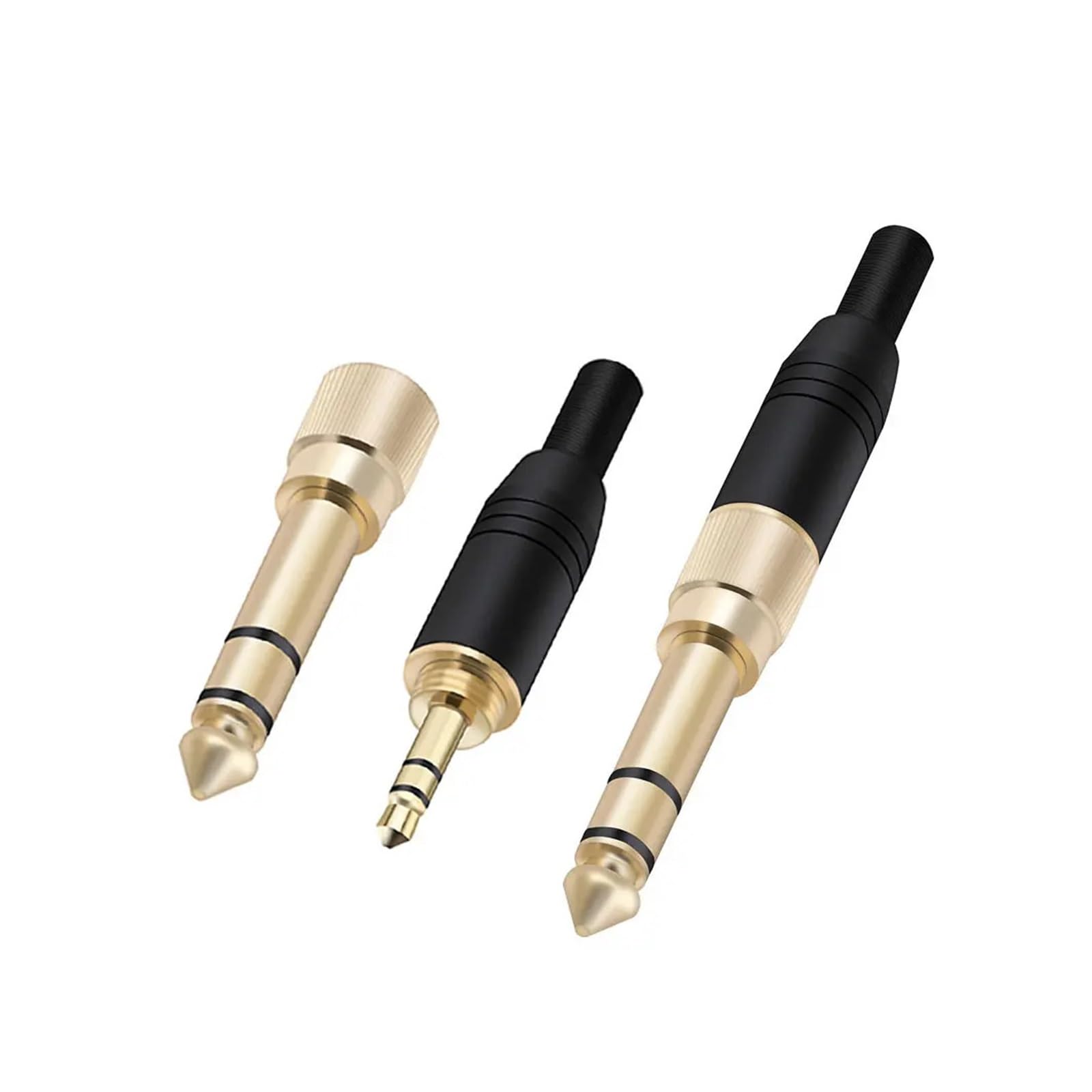 1pc Assemblaggio in alluminio Jack da 3,5 mm Maschio Spina a vite Connettore del cavo placcato in oro. Altoparlante audio stereo a 3 poli con molla(P1016 Black,10PCS)