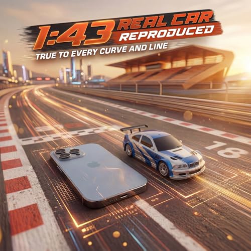 Image of [2026 New Upgrade 1 /43 Scale Mini RC Drift Car with Gyroscope, Toys for Age 8-14 Old Birthday Gifts, Micro Small with Full Proportional RTR 2.4GHz Remote 2 Tire Sets 8 Cones - Blue