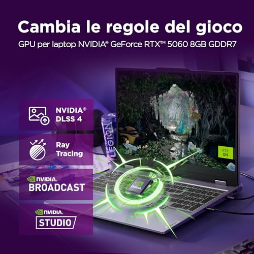 LOQ 15" Notebook Gaming, NVIDIA GeForce RTX 5060 8GB GDDR7, Intel Core i7-13645HX (4.9 GHz), RAM 16GB SODIMM, 512GB SSD, FHD 144Hz, Windows 11 Luna Grey "Tastiera retroilluminata" - Notebook - Immagine 1