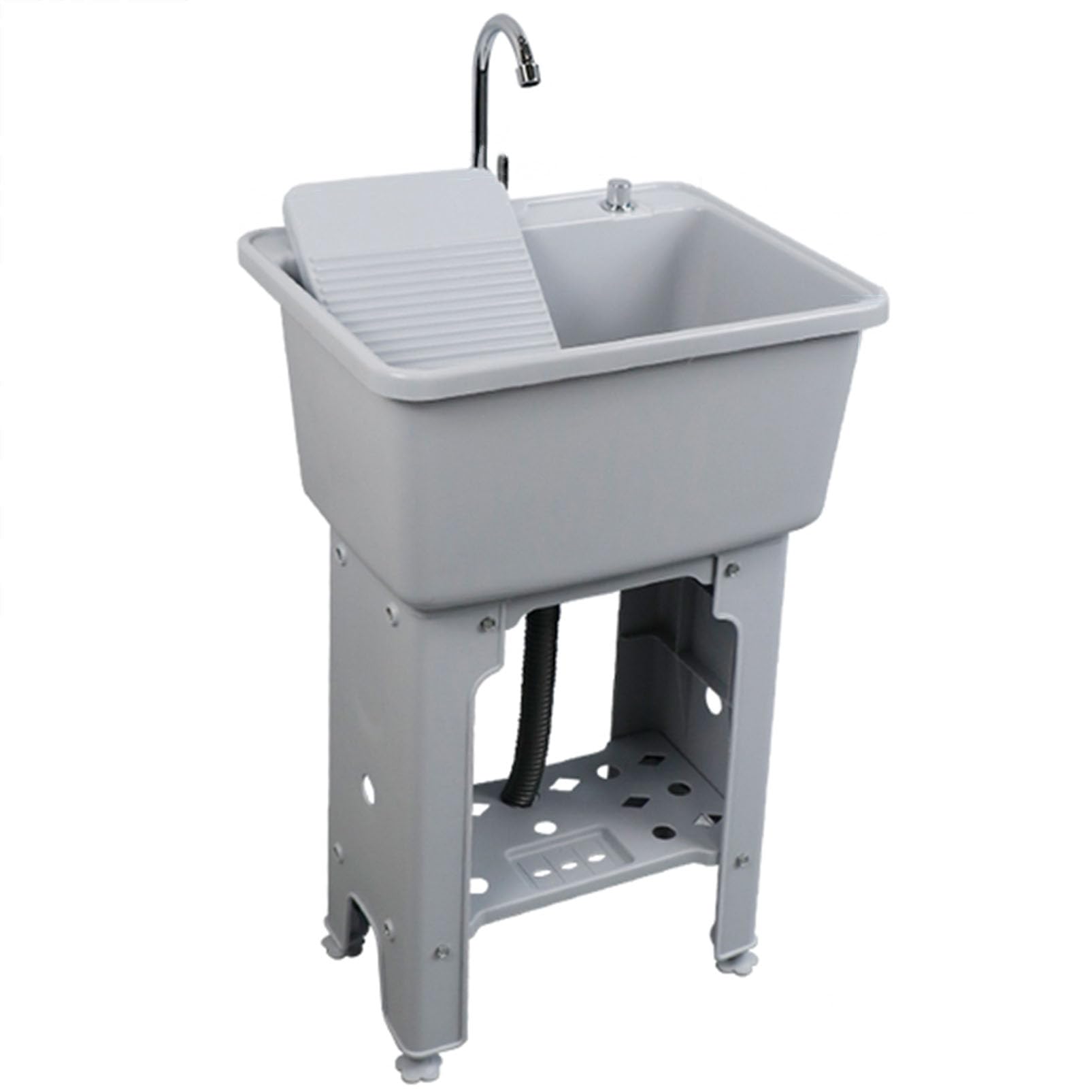 TAXXII Freestanding Laundry Utility Sink with Faucet and Washboard, Indoor Outdoor Wash Basin for Garage Basement Garden Balcony