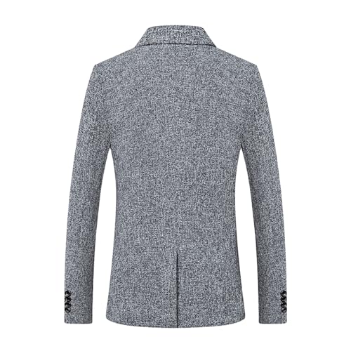 Blazer for Men Wool Blend Tweed Sport Coat One Button Peaked Lapel Vintage Suit Jackets2