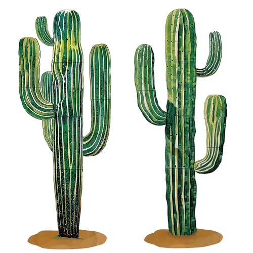 Janlaugh 2 Pcs 6 Feet Large Boho Cactus Wall Decor Jointed Cactus Cutouts Wall Stickers Tropical Cacti Home Decals Stickers DIY Bohemian Green Botanical Decorations for Classroom Bedroom