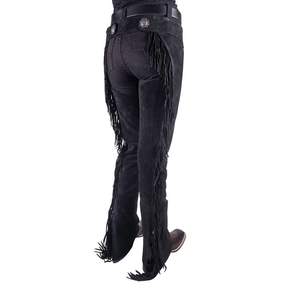 Schneiders Adult Suede Western Chaps with Fringe | Perfect for Horse Shows & Equestrian Style | Size X-Large