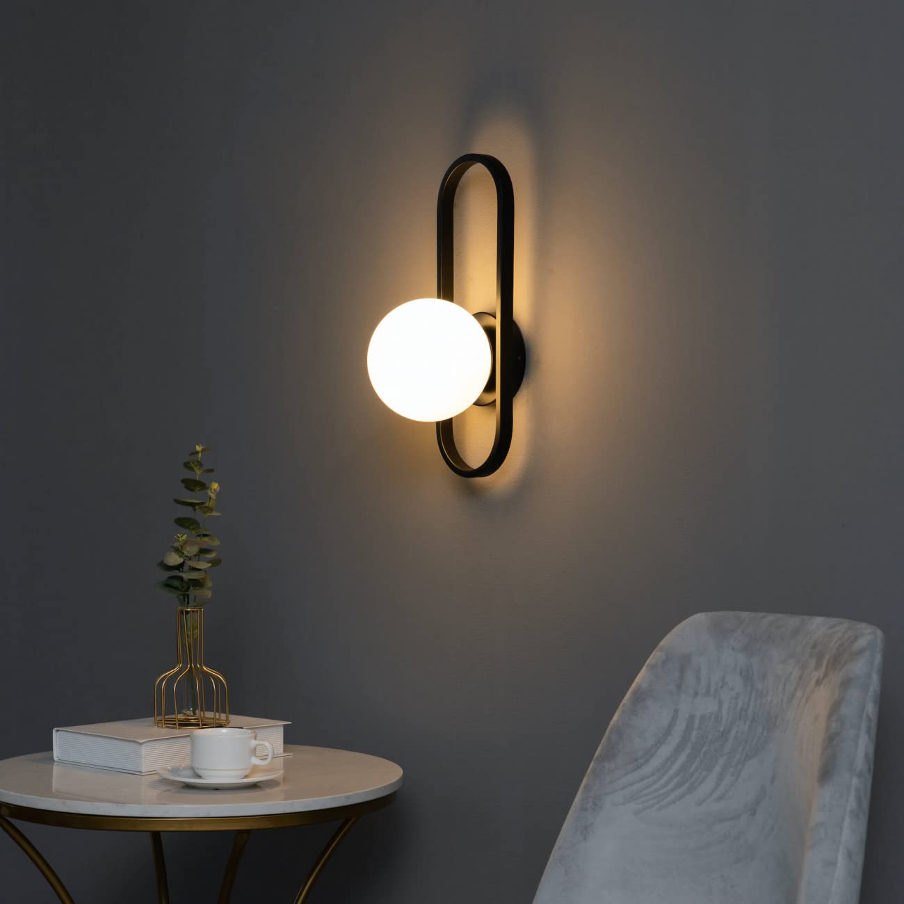 KOSILUM - Applique murale vintage noire et verre blanc - Belisto - Lumière Blanc Chaud Eclairage Salon Chambre Cuisine Couloir - - - E27 - IP20