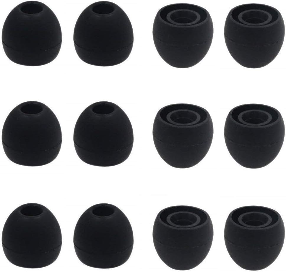 12PCS Small Size Replacement Silicone Ear Tips Ear Buds Eartips Eargels Ear Cap for Powerbeats Pro, BeatsX, Senso, TOZO, Sony & Other Inner Hole 3.8mm Earbud in-Ear Headphones,Black,S