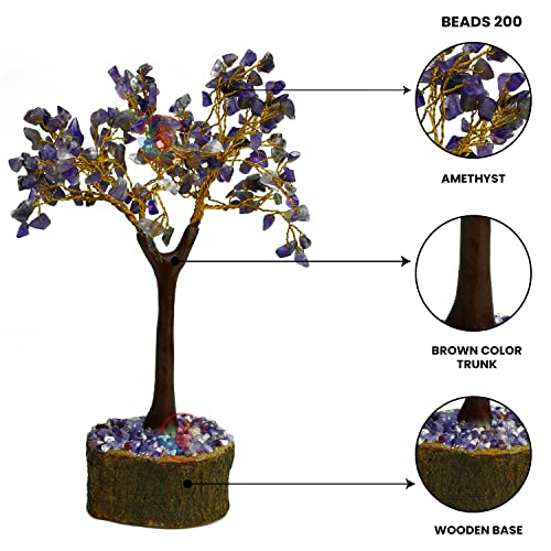 Image of REMEDYWALA Charged Energized Amethyst Crystal Tree for Reiki Stone Crystal Tree 200 Beads