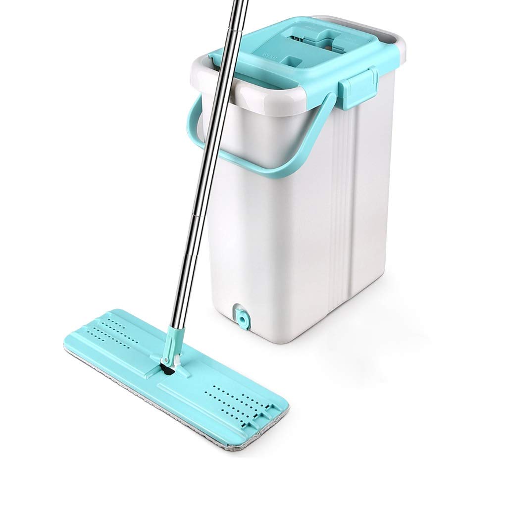 RajoNN Juego de fregona y Cubo para Suelo Plano para Limpieza de Suelos del hogar, Limpiador de Cocina, Almohadillas de Microfibra