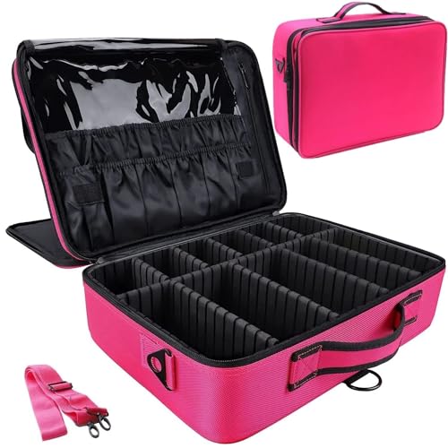 Image of SHAMAX Professional Extra Large Size 41cm x 30 cm x 12cm Makeup Box for Girls,Makeup Box Vanity, Makeup Kit Pouch, Cosmetic Bag, Makeup Brush Organizer and Vanity Bag, Toiletry Jewellery Box
